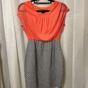 Coral and navy mini dress